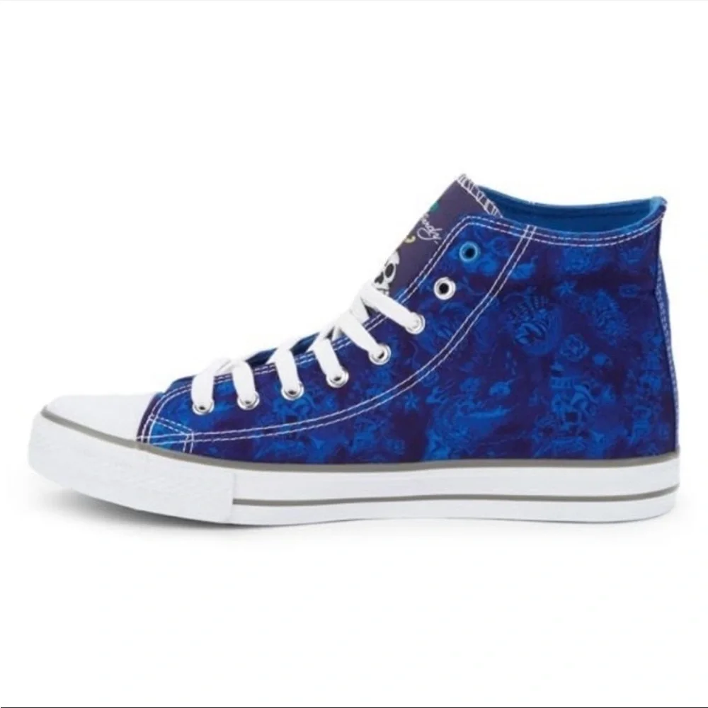 SALE!!! Final!!! Ed Hardy high top sneaker blue skull print size 11 - Picture 4 of 11